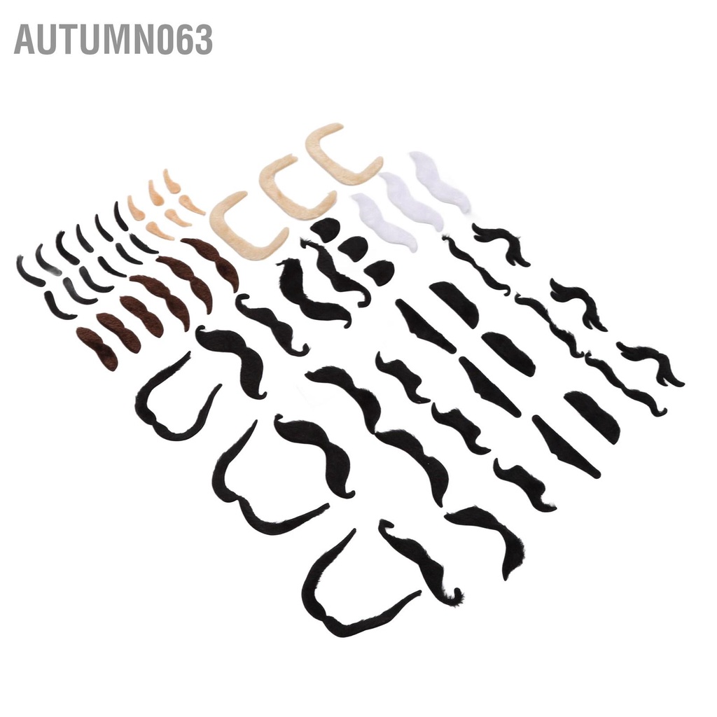 Autumn063 Bộ râu mày giả lông và ria mép nhân tạo hình bích ngắn với keo dán mặt sau cho bữa tiệc chủ đề