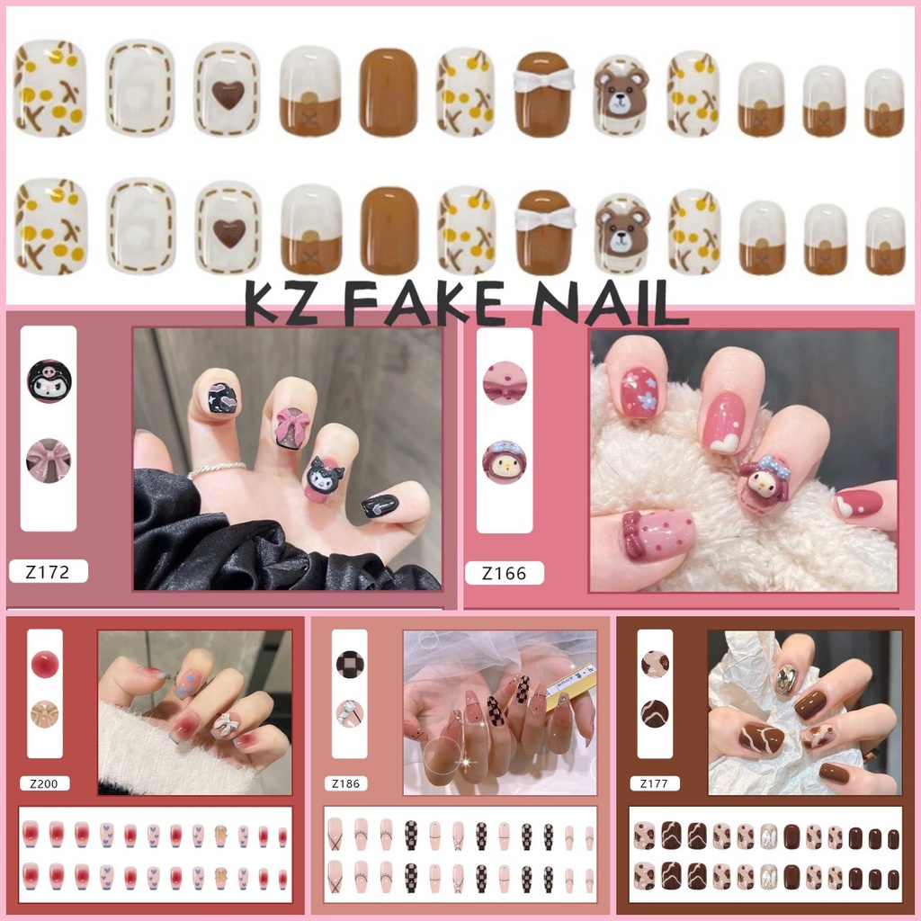 [Hàng Mới Về] Set 24 Móng Tay Giả Thời Trang Đáng Yêu Kèm Keo Dán Tiện Dụng