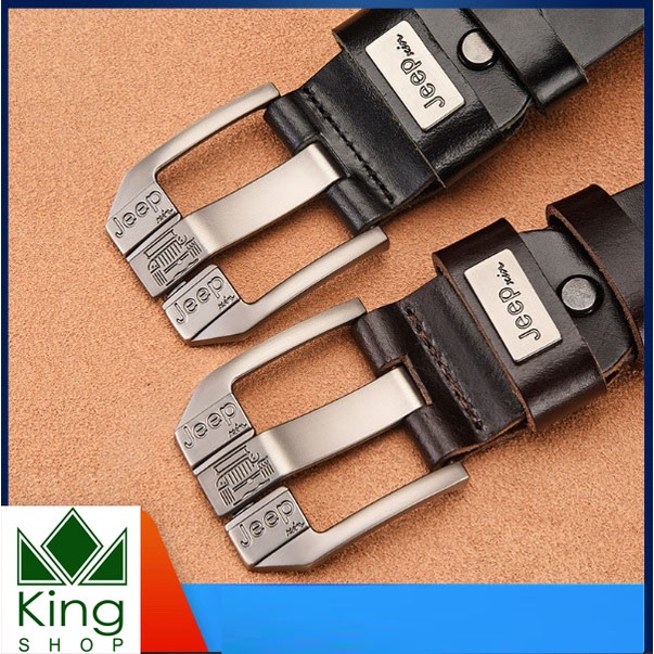 Thắt Lưng Dây Nịt Nam Da Bò Nguyên Miếng Thật 100% Khóa Kim Động Mặt JEEP (Bảo Hành 3 Năm) - Đồ da Kingshop