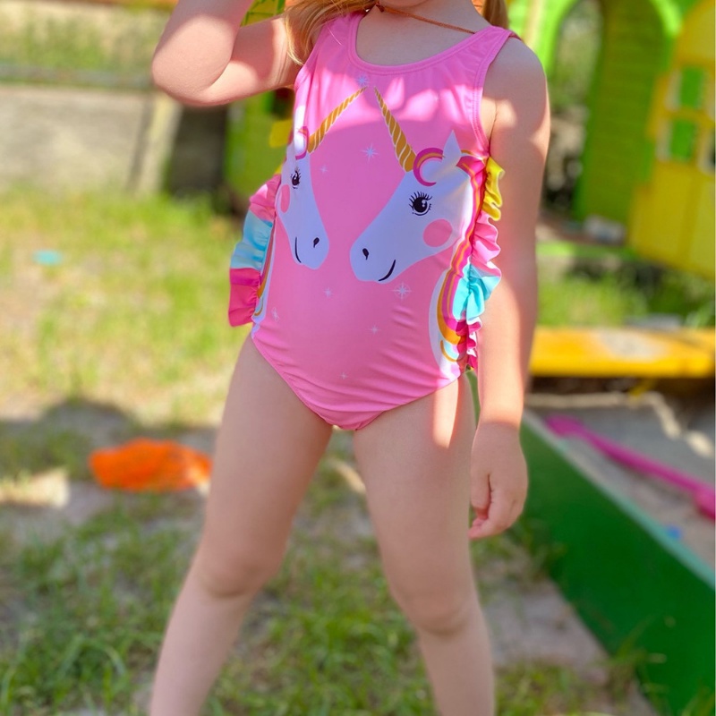 Bikini bé gái, đồ bơi trẻ em cao liền thân cao cấp họa tiết ngựa pony nàng tiên cá ZG Boutique size từ 2 đến 10 tuổi