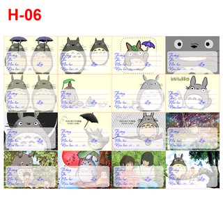 Nhãn vở anime Totoro ( 1 set 16 cái nhãn vở)