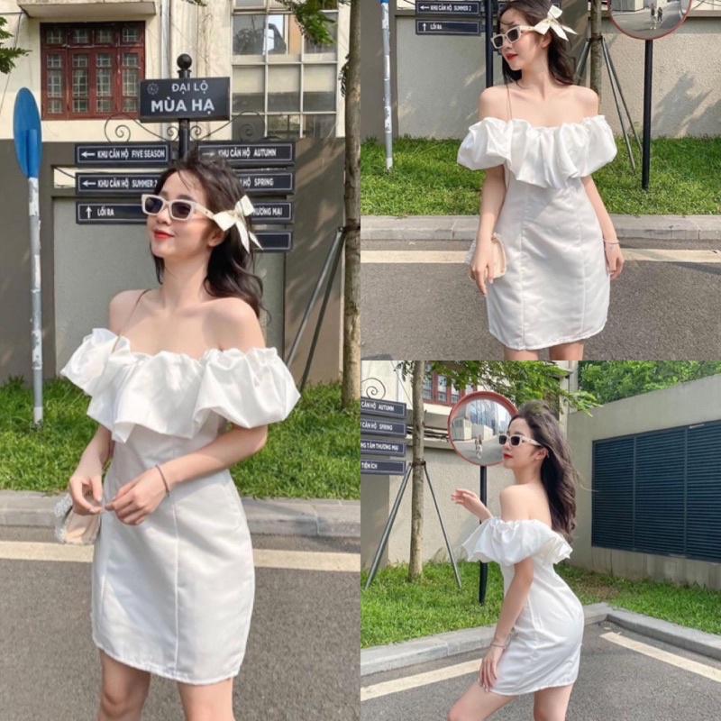 Đầm Xinh WASABI DRESS thiết kế phần thân bồng bềnh sau lưng bo chun thích hợp các buổi tiệc đi chơi