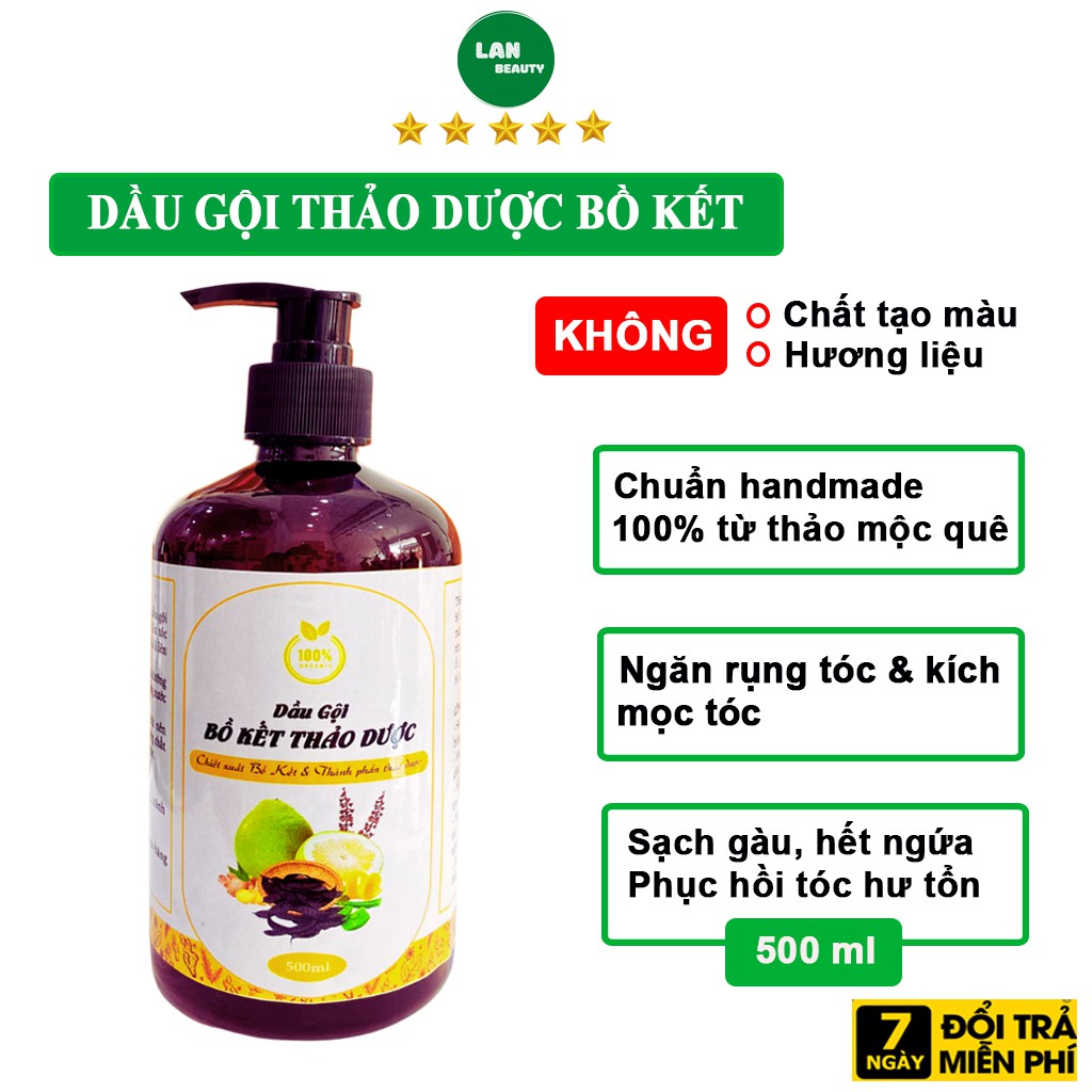 Dầu Gội Thảo Dược Bồ Kết 500ml Ngăn Rụng Tóc Sạch Gàu Hết Nấm Ngứa Da Đầu Kích Mọc Tóc Làm Mượt Tóc