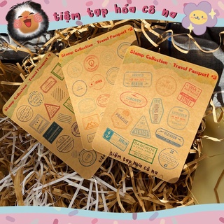 Sticker/hình dán tem du lịch giấy Kraft cổ điển/ vintage travel stamps - bullet journal,planner,sổ - tiemtaphoacona