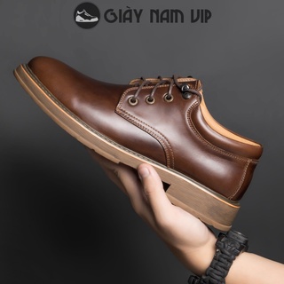 Giày Da Nam Cao Cấp Công Sở Buộc Dây Hàn Quốc GIAYNAMVIP Giày Nam Cổ Thấp Da Bò Thời Trang GVN07