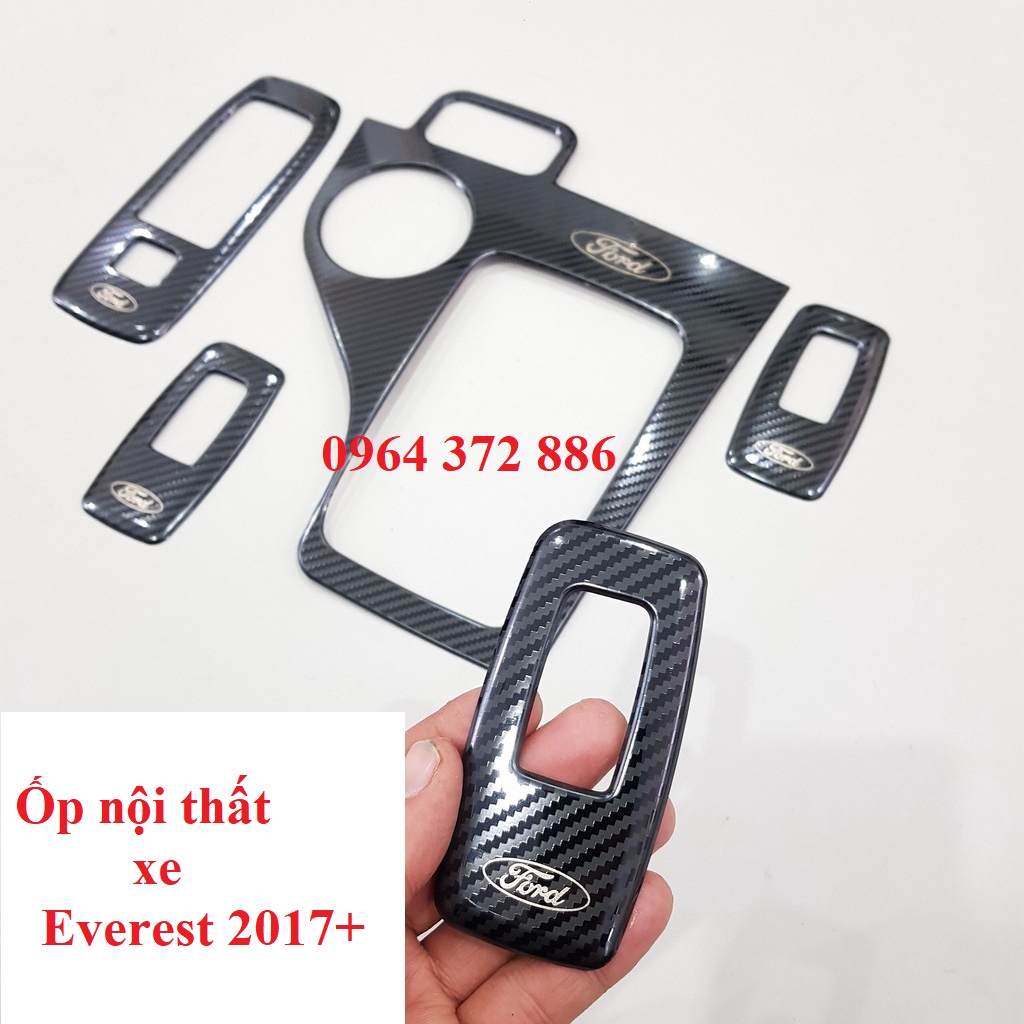 Ốp nội thất Carbon xe Ford Everest 2017 - 2018 2019 2020 2021 vân cacbon cao cấp