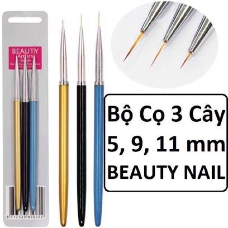 Set 3 cọ tóc chuyên dụng vẽ móng