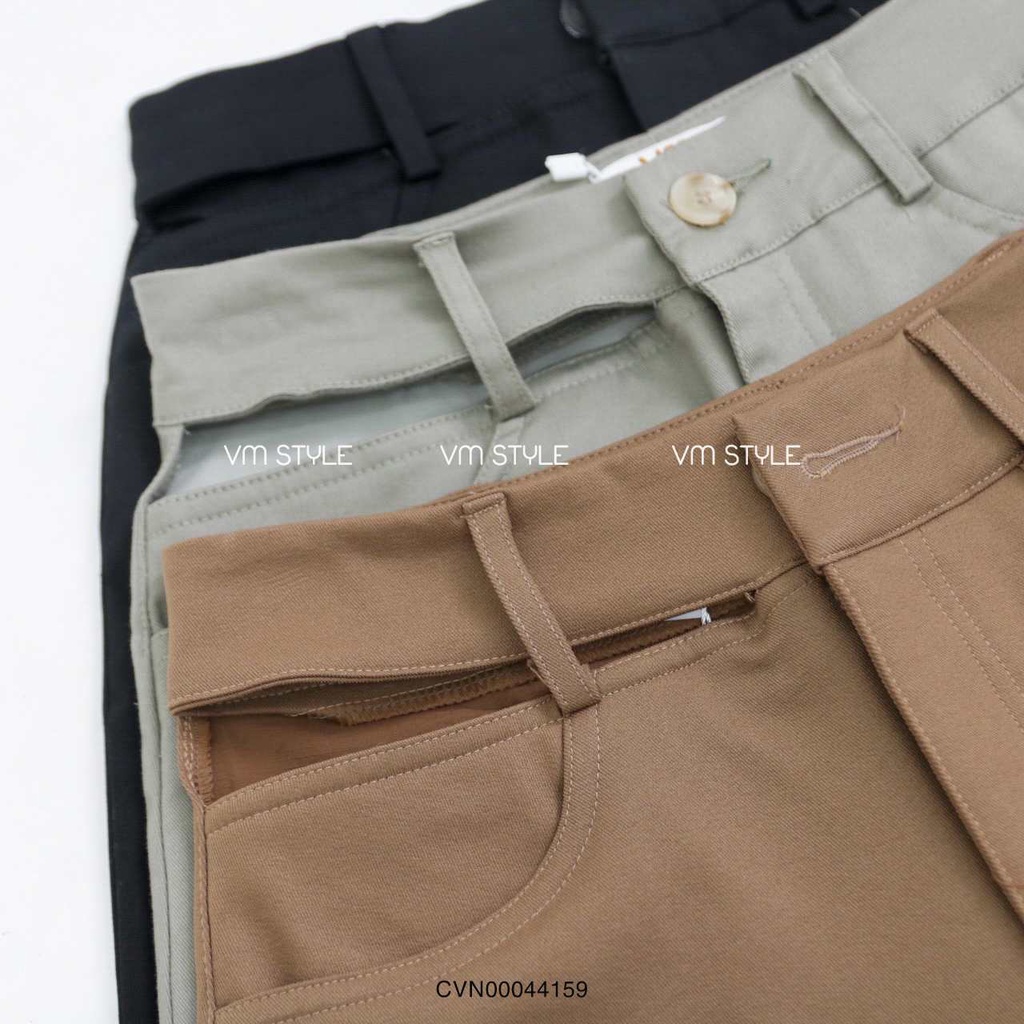 Chân váy ngắn VMSTYLE form chữ A lưng bên phối kiểu chất kaki thun nhiều màu có quần trong CVN00044