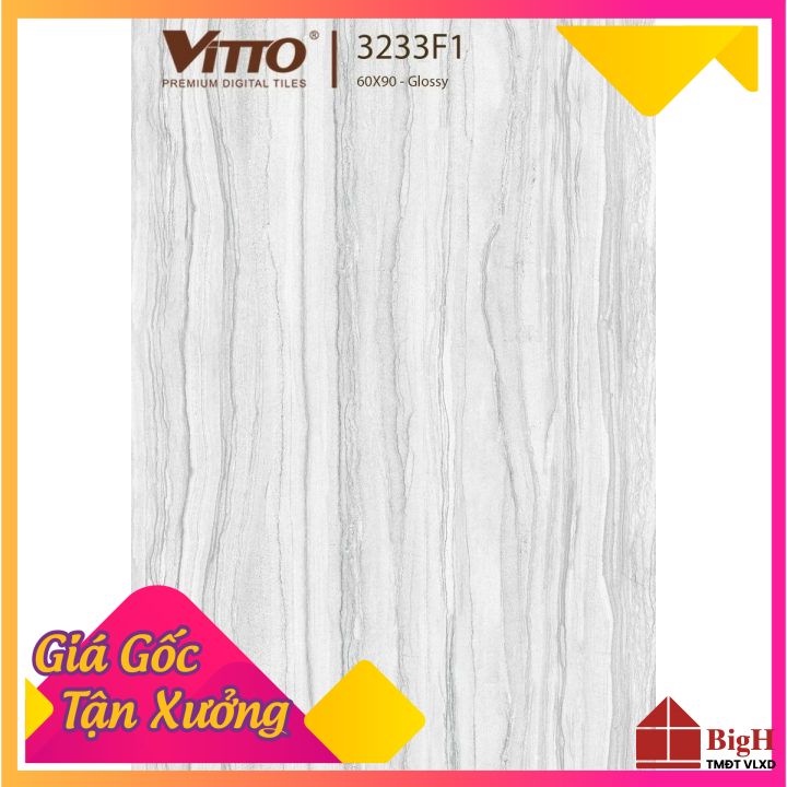 Gạch lát nền men bóng cao cấp  VITTO 60x90 3233 Vân gỗ - Vật liệu xây dựng BigH