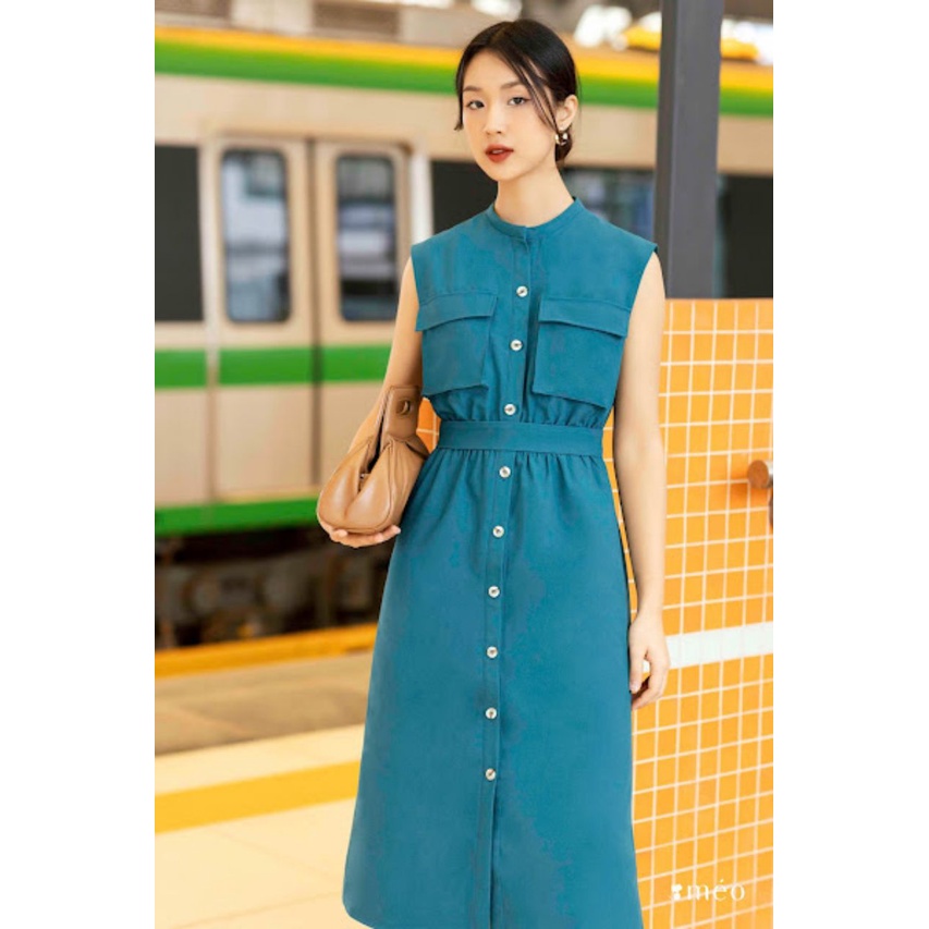 Váy liền nữ Méo shop phong cách công sở cổ tròn dáng dài Lade