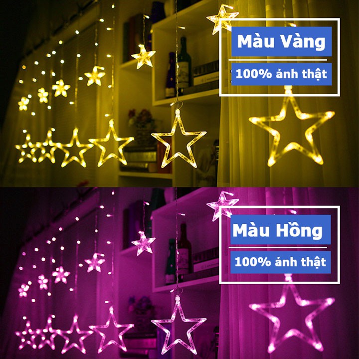 Dây nháy led hình ngôi sao kiểu rèm cửa trang trí ngày tết Noel