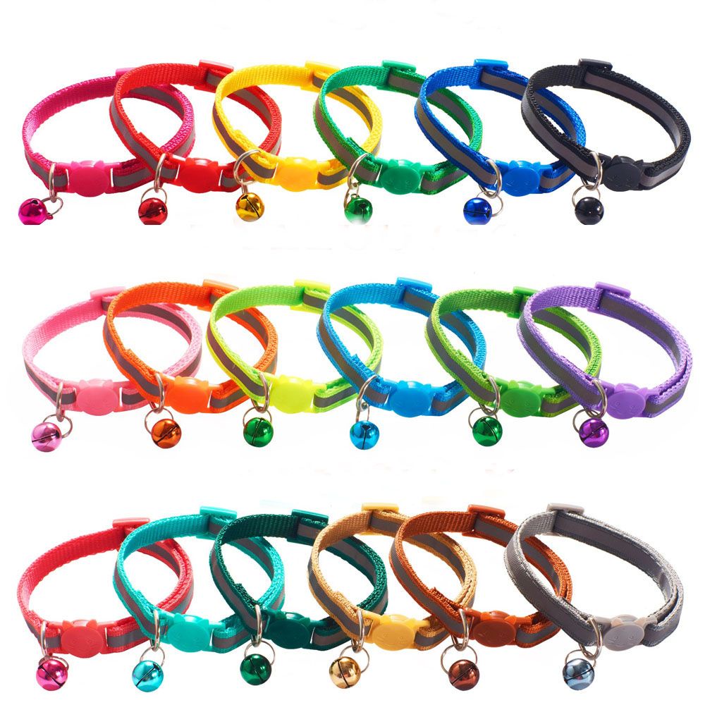 Vòng Cổ Có Chuông Và Dây Đeo Cổ Phản Quang Dễ Thương An Toàn Tháo Gỡ Nhanh Nhiều Màu Cho Mèo