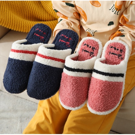Dép Bông Mang Trong Nhà Kẻ Sọc Nhiều Màu Sắc Dành Cho Phái Nữ