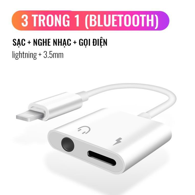 Jack Chuyển Đổi 2 Trong 1- Chia Cổng Lighting sang 3.5mm và chân lightning -  Vừa Sạc Vừa Sử Dụng Tai Nghe-Phụ Kiện Nhật