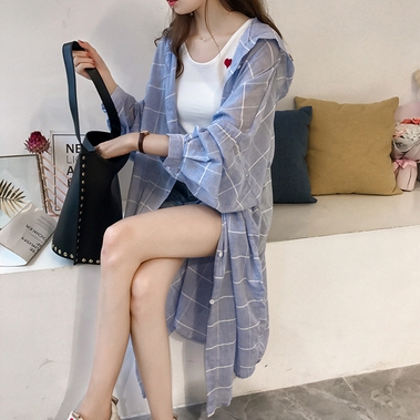 Áo Khoác Sơ Mi Mỏng Dáng Rộng Tay Dài Có Nón Kích Thước M-4xl Phong Cách Hàn Quốc Dễ Phối Đồ Cho Nữ