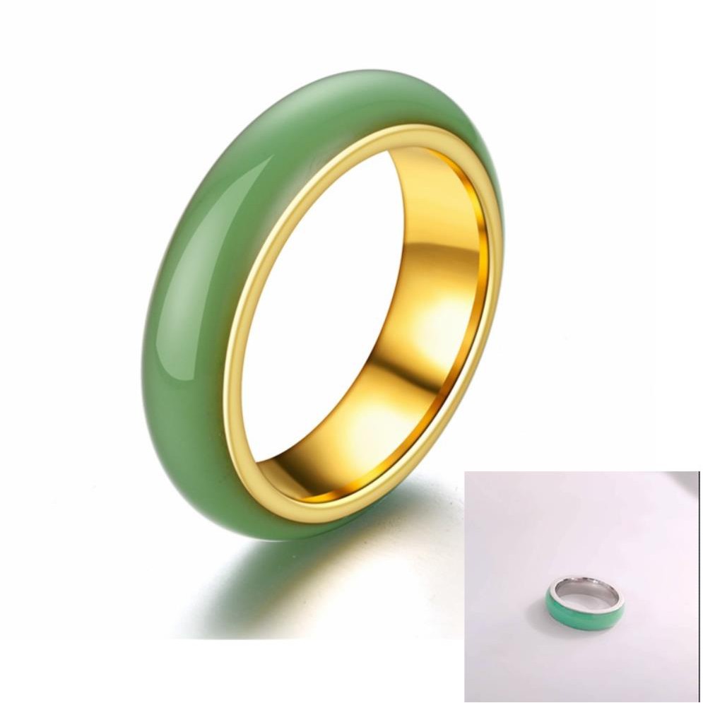Nhẫn Chất Liệu Thép Titan Màu Xanh Lá Phong Cách Hàn Quốc sd049