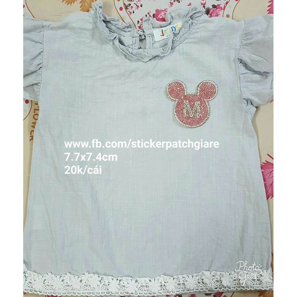 sticker patch ủi lóng lánh micky