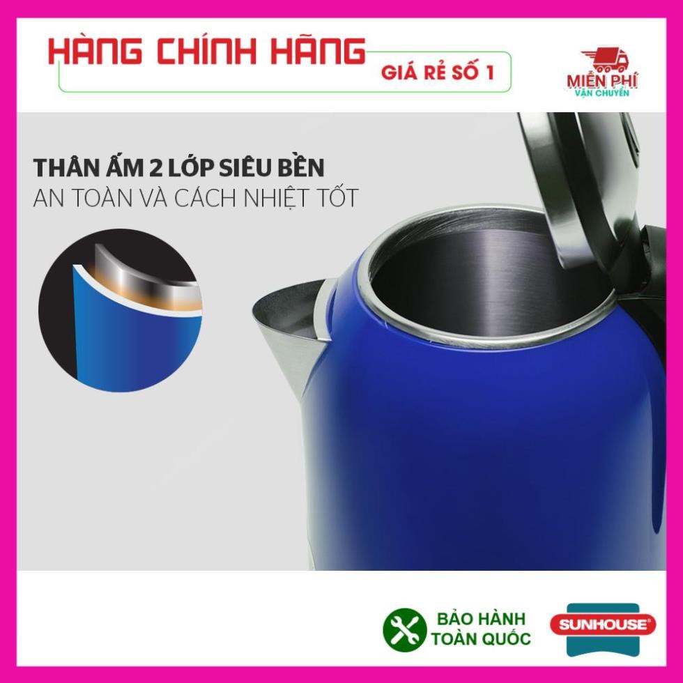 Ấm siêu tốc, bình đun siêu tốc Sunhouse SHD1382, 1,8 Lít, nhựa chịu nhiệt siêu bền bảo hành chính hãng toàn quốc 1 năm