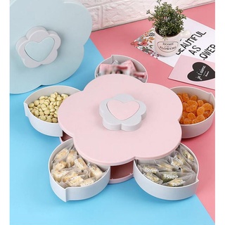 Khay đựng mứt tết, bánh kẹo hoa quả tết 1 tầng 5 cánh xoay 360 độ sang trọng tiện dụng gọn gàng