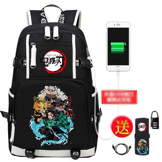Balo 2 Vạch Kẻ Trắng in hình KIMETSU NO YAIBA THANH GƯƠM DIỆT QUỶ 8 mẫu anime chibi cặp sách đi học thời trang