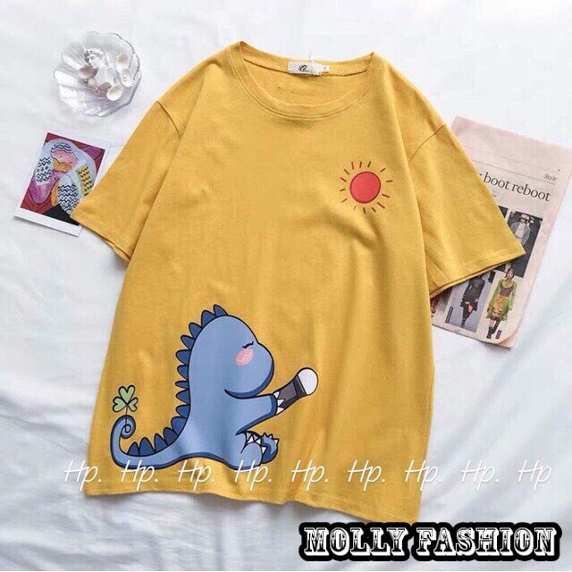 Áo thun tay lỡ Unisex KLONG MẶT TRỜI form rộng Freesize dành cho nam nữ Molly Fashion