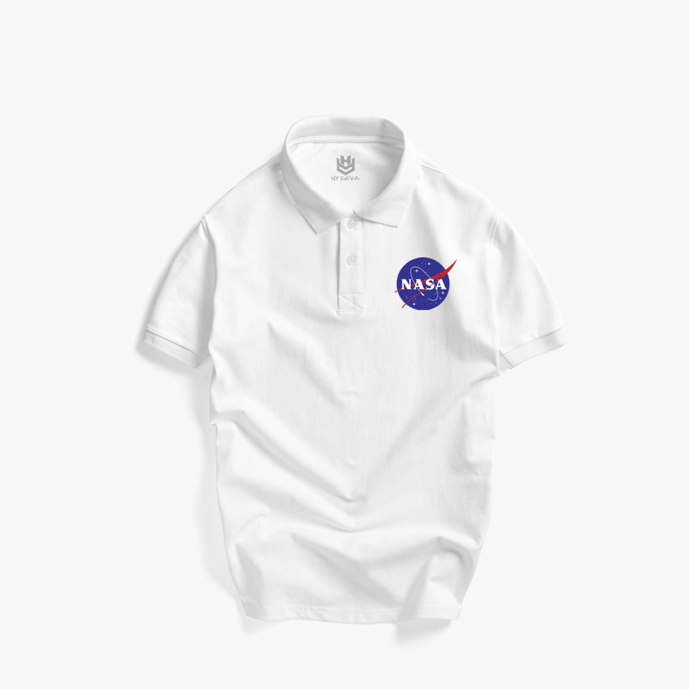 Áo Thun Polo Nam Nữ Vải Cá Sấu 4 Chiều Cổ Trụ In Hình Logo Nasa Phong Cách Hàn Quốc Thời Trang Freestyle