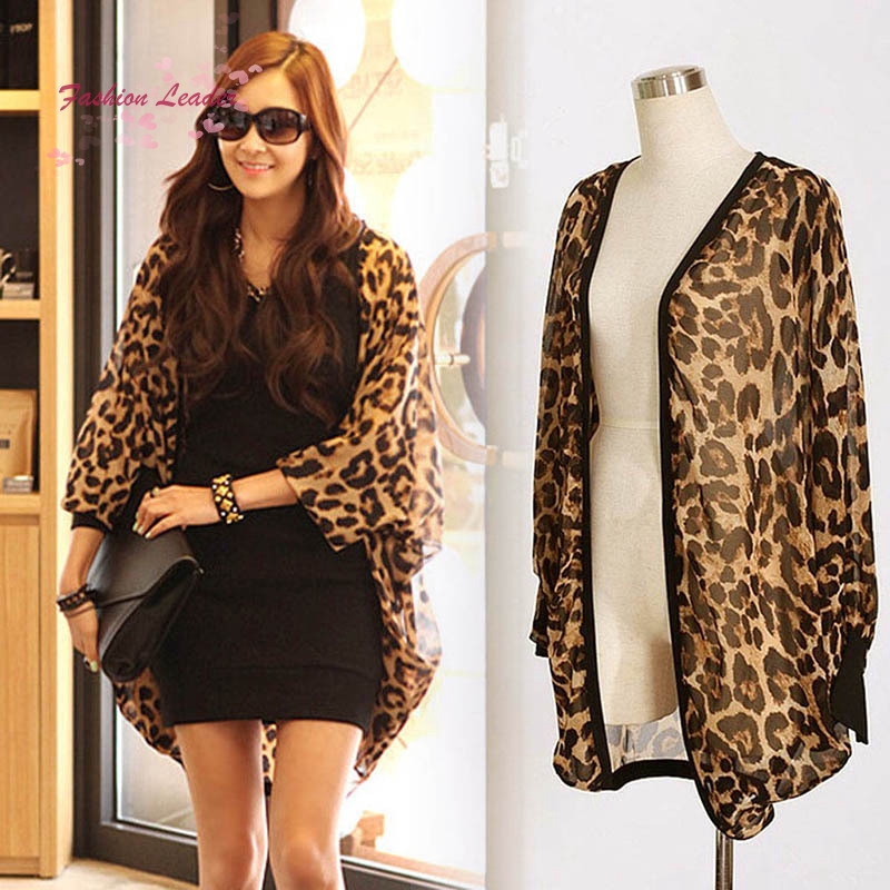 Áo khoác voan dáng rộng họa tiết da beo thời trang cho nữ