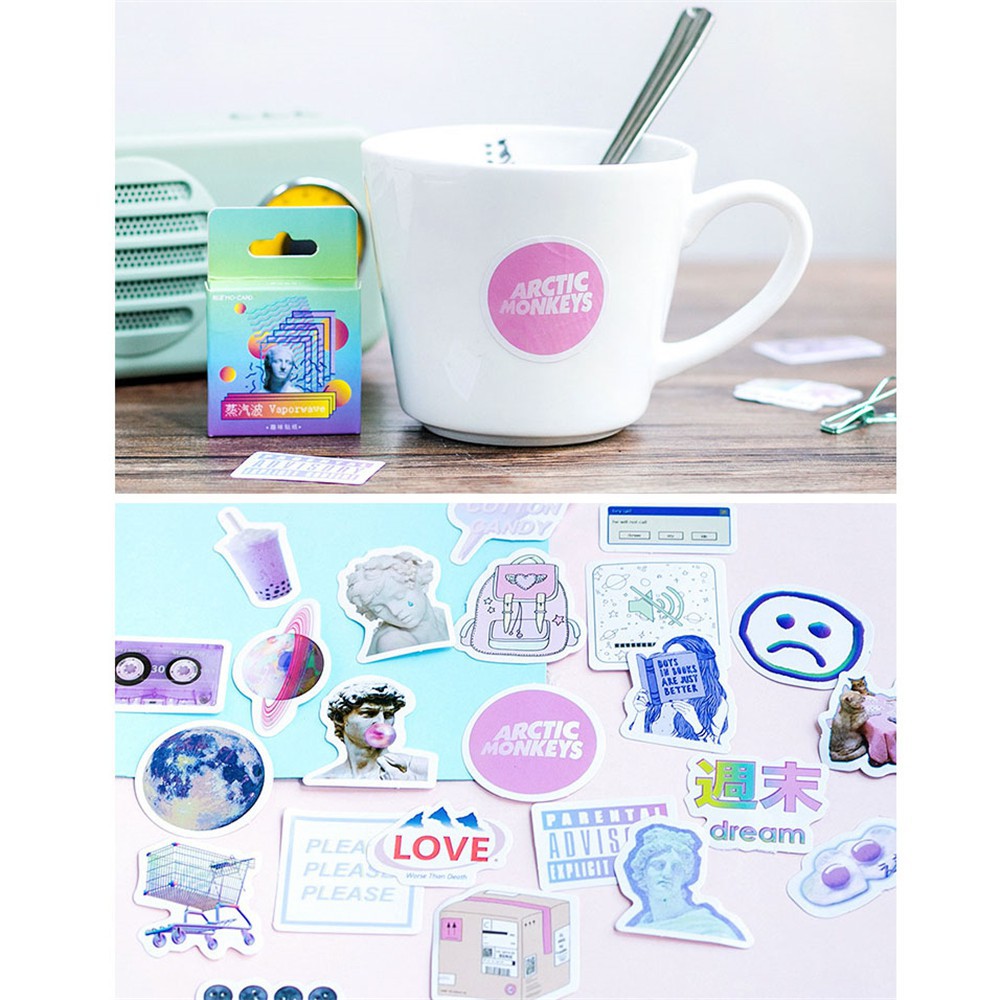 Set 46 sticker dán trang trí sổ lưu niệm phong cách retro