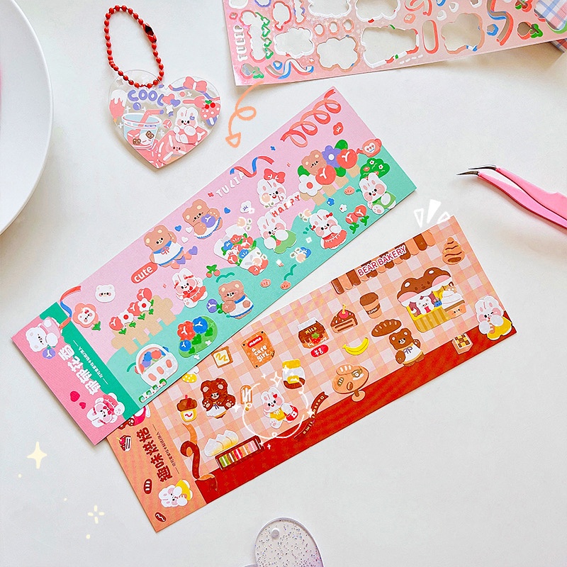 Set 2 Tấm Hình Dán Họa Tiết Hoạt Hình Ánh Nhũ Dùng Trang Trí DIY