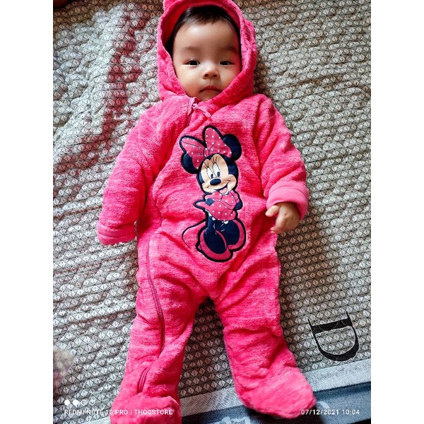 bodysuit cho bé gái mùa đông Mickey xuất Mỹ hãng Disney Baby cho bé 0-12 tháng tuổi
