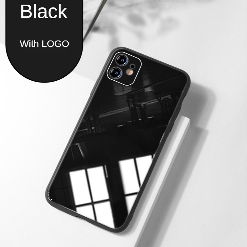 Ốp Lưng Silicon Mặt Kính Cường Lực 9H Sang Trọng Cho iPhone 12 13 Pro max