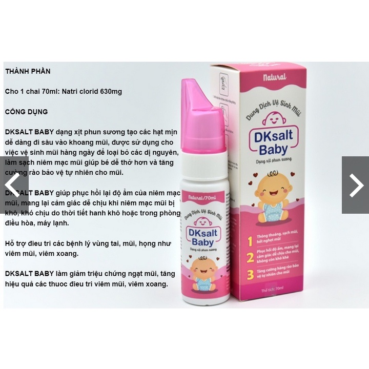 Polikid | DKSalt BaBy ® 70ml - Xịt Muối Biển Phun Sương Cho Bé Dkpharma