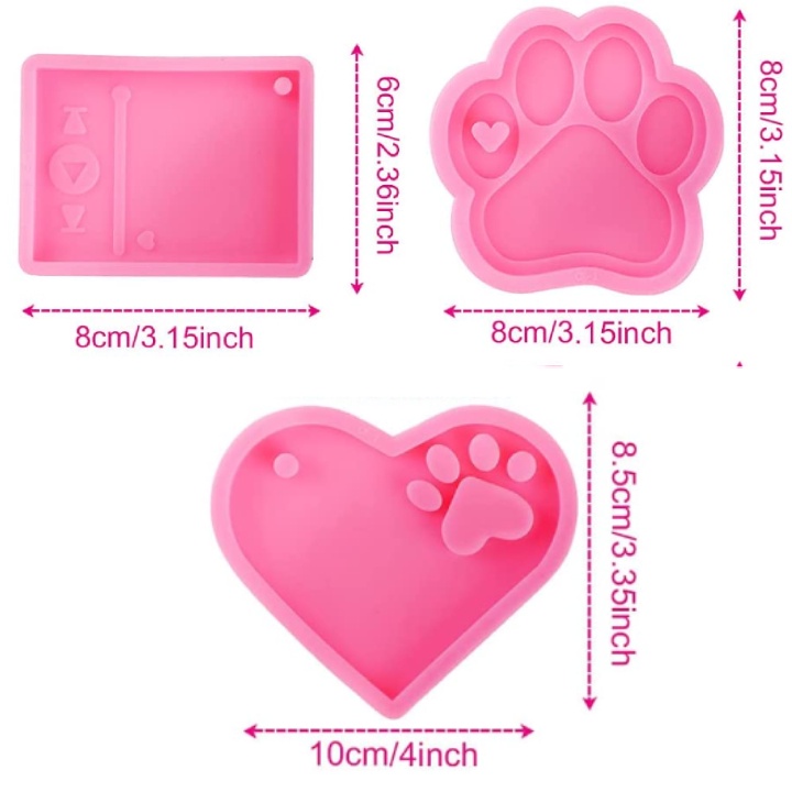 Khuôn Làm Móc Khóa Bằng Silicone Hình Bàn Chân Chó / Xương Chó