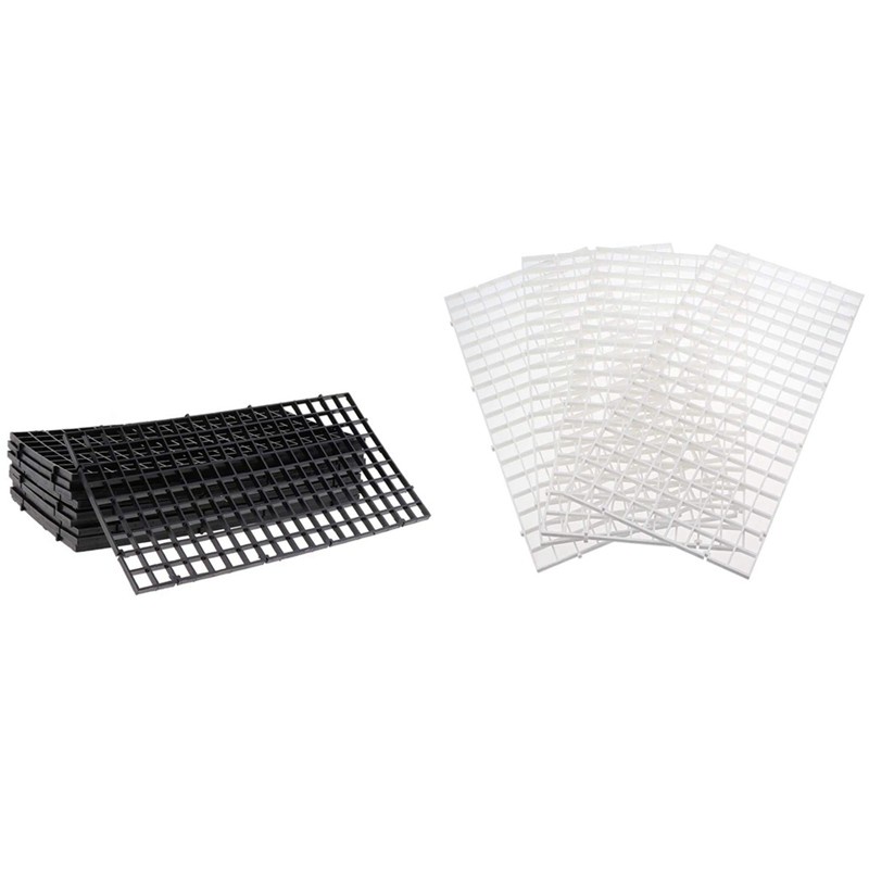 22 Pcs Grid Divider Tray Isolate Board Tank Bottom Filter Tray Aquarium Crate, 12 Pcs Transparent White & 10 Pcs Black