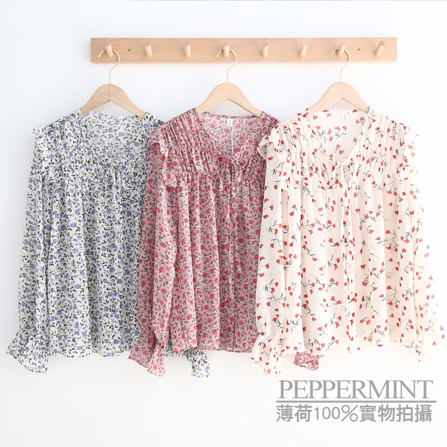 Áo sơ mi voan hoa dài tay thời trang hàn quốc dành cho nữ 28109 | BigBuy360 - bigbuy360.vn