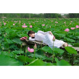 Áo dài trắng học sinh lụa mĩ cao cấp