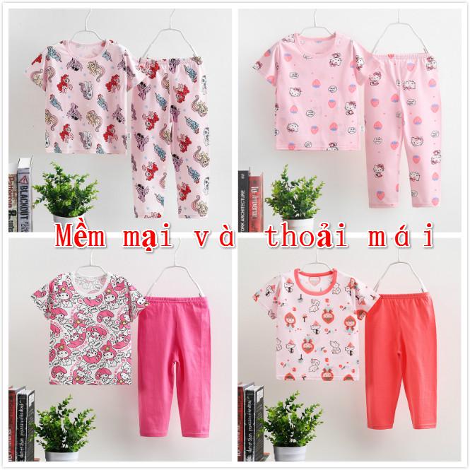 Bộ Pijama Cotton + Quần Dài Họa Tiết Hoạt Hình Cho Bé Gái (1-6 Tuổi)