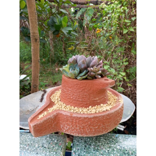 Chậu đất nung - chậu cối xay miệng 8cm, cao 9cm