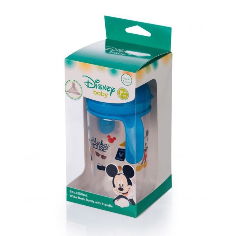 (Made in Thailand) Bình Sữa Cổ Rộng Có Tay Cầm 125ml / 250ml Disney Baby (DN80133 / DN80132)