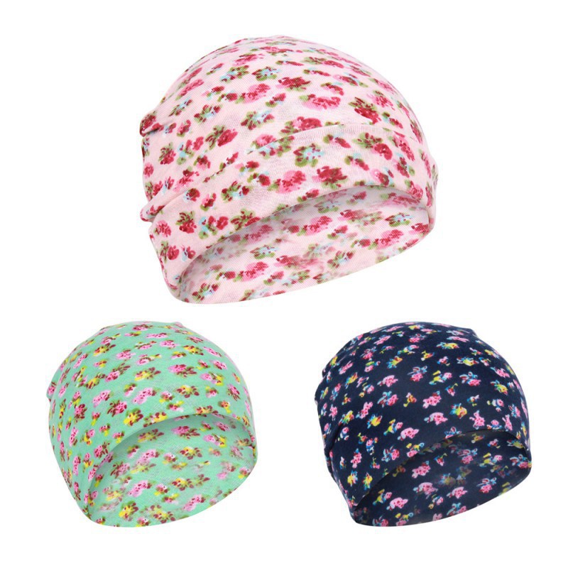Mũ cotton in hoa cho bé (0-3 tuổi)