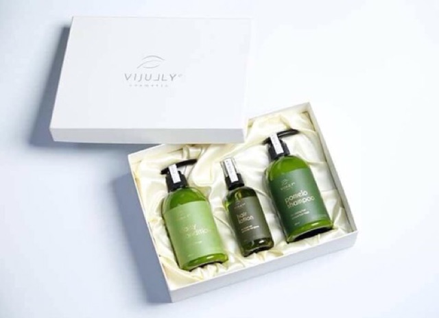 Combo Vijully 3in1 Dầu Gội - Dầu Xả - Tinh Dầu Bưởi Vijully (Chính Hãng) Đầy Đủ Hộp Và Túi Xách