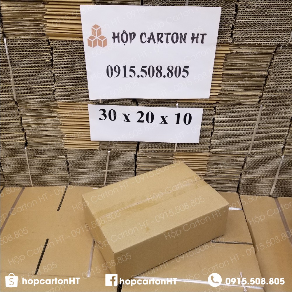 30x20x10 combo 40 hộp carton, thùng giấy cod gói hàng, hộp bìa carton đóng hàng giá rẻ