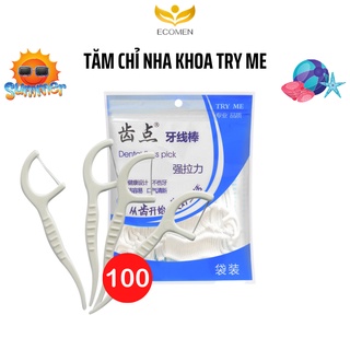 Tăm Chỉ Nha Khoa Try Me Gói 100 Chiếc Chăm Sóc Vệ Sinh Răng Miệng XHOMES