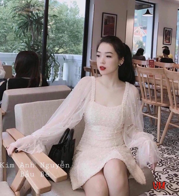 [Mã FAGREEN1505 giảm 10% tối đa 30K đơn 99K] Váy dạ tay voan đính Ngọc - quảng châu | BigBuy360 - bigbuy360.vn