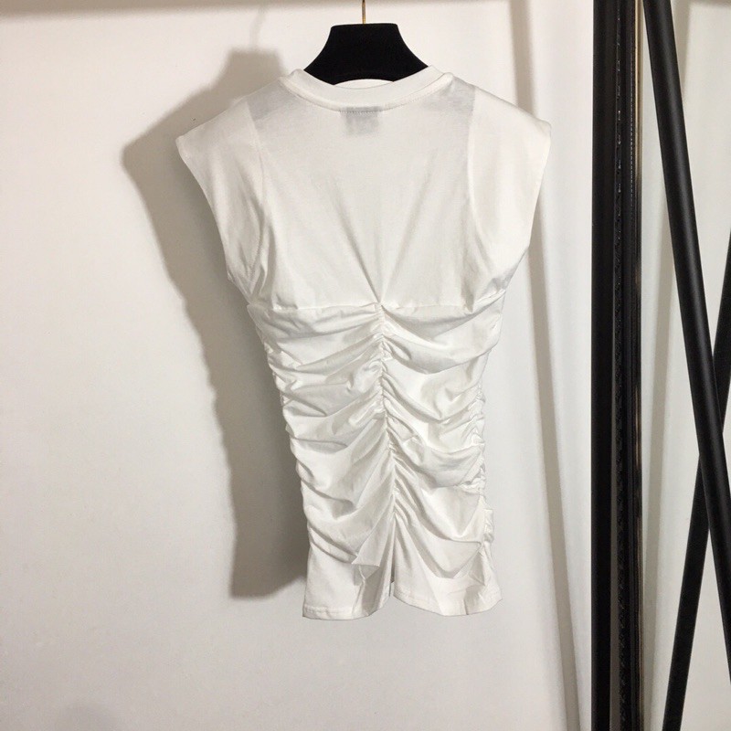 Áo phông không tay ôm eo xếp ly của Gann* hàng cao cấp có dây kéo bên hông