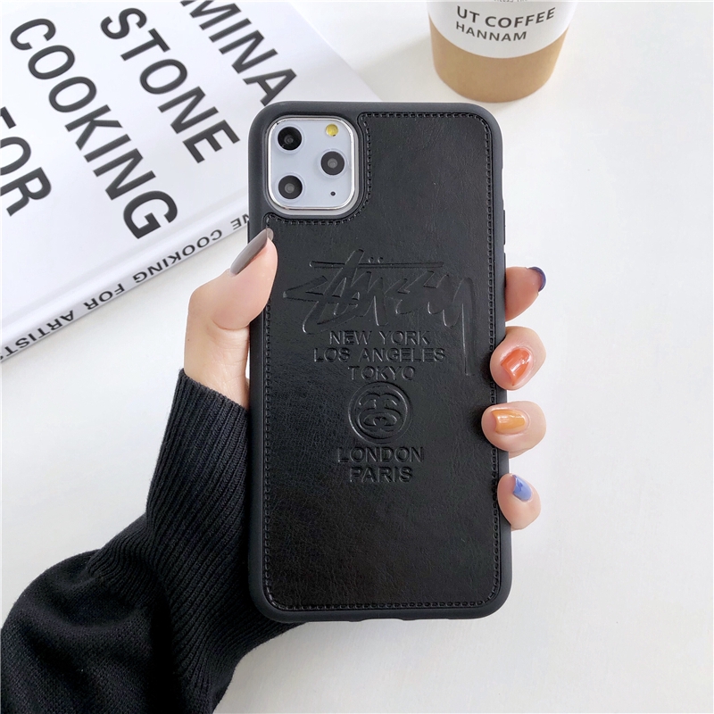 Ốp điện thoại bọc da PU mềm họa tiết Stussy 3D chống sốc cho IPhone 7 8 6 6S Plus 11 Pro Max XS Max X XR