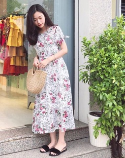 ĐẦM VOAN HOA THẮT NƠ DÂY