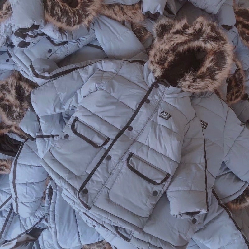 6181 Áo parka bé trai mũ lông mặt ngoài lớp kaki xịn chống nước nhẹ mặt trong lót nỉ dày dặn, áo phao xuất dư,