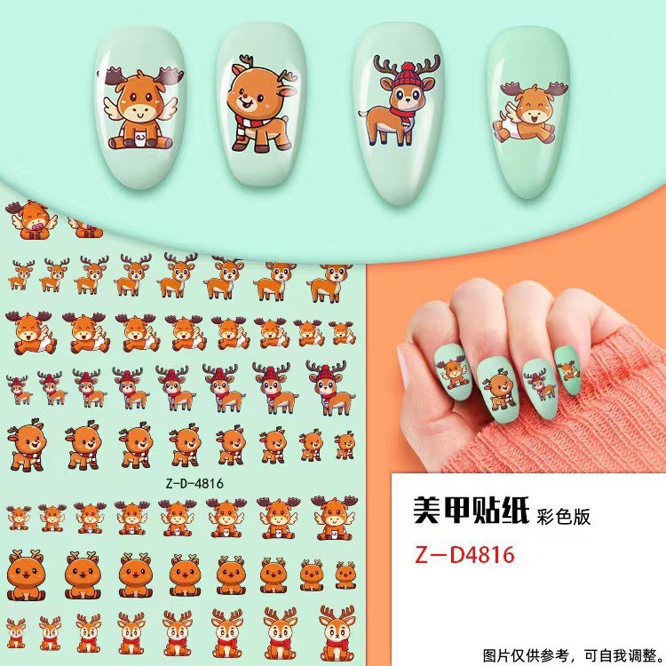 Hình dán móng tay - Sticker dán móng tuần lộc nâu ZD4816