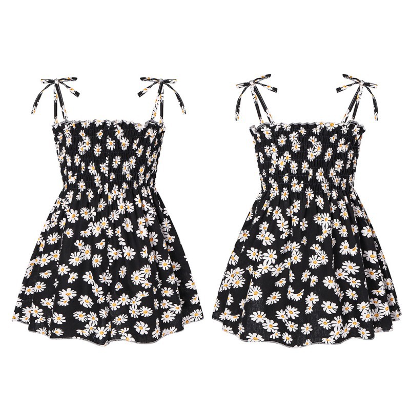 Baby Girls Dress Summer Korean lovely two-wire chrysanthemum flower pattern backless Dresses